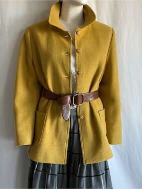 HANRIM 100% Wool Mustard Ochre Jacket Coat Oversized Vintage Korea